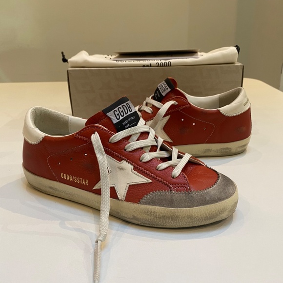Golden Goose Superstar Penstar Sneaker Orange Leather/White/Ice sz 38 New in Box - Picture 8 of 12